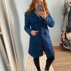 Boden  Wool Long Longline Coat Peacoat Blue Women's Size 6 / Small